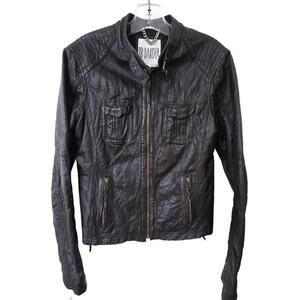 BB DAKOTA - Brown Faux Leather Jacket, Size Med